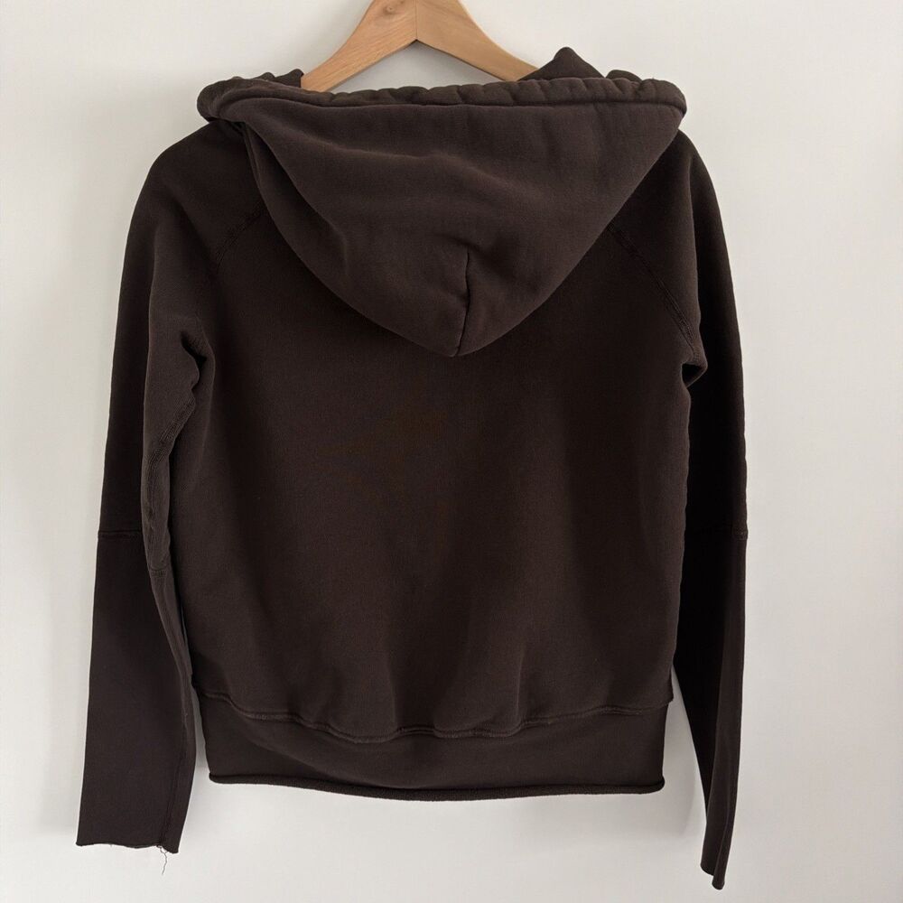 Nili Lotan Womens XS Janie Hoodie Brown Distressed Pullover Luxe Athleisure USA - Picture 14 of 14